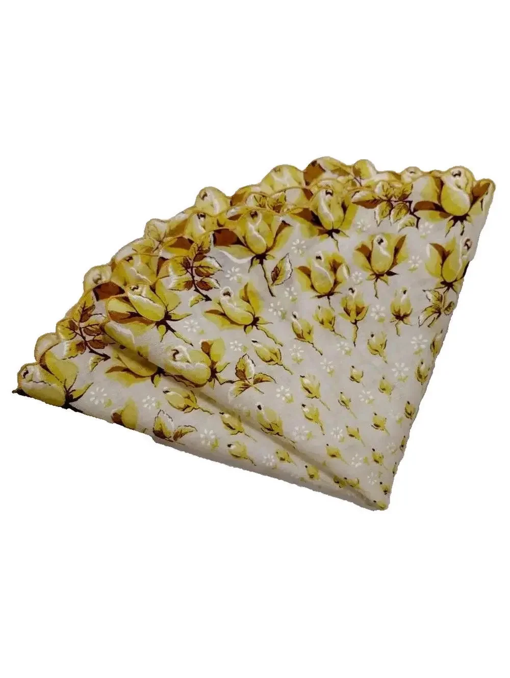 Vintage 1950s Placemat Yellow Roses SCALLOPED OVAL VASE 14